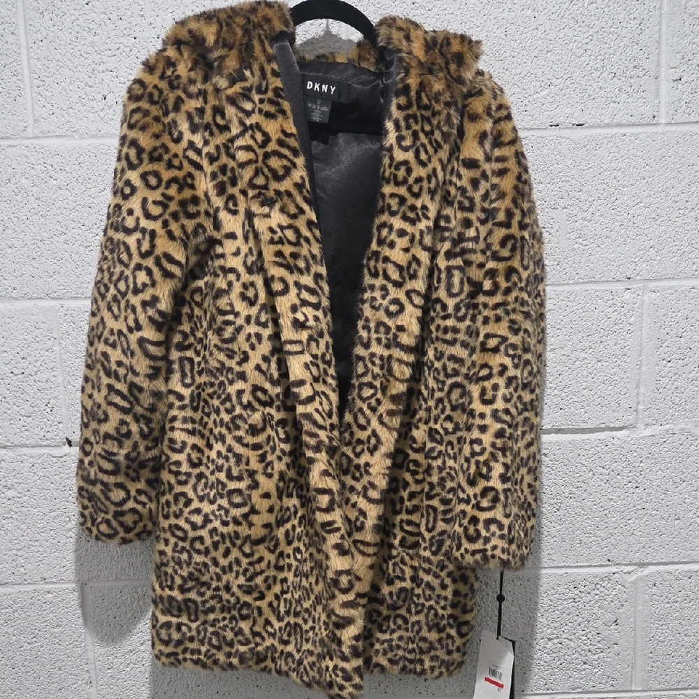 DKNY Women's Animal Print Teddy Jacket